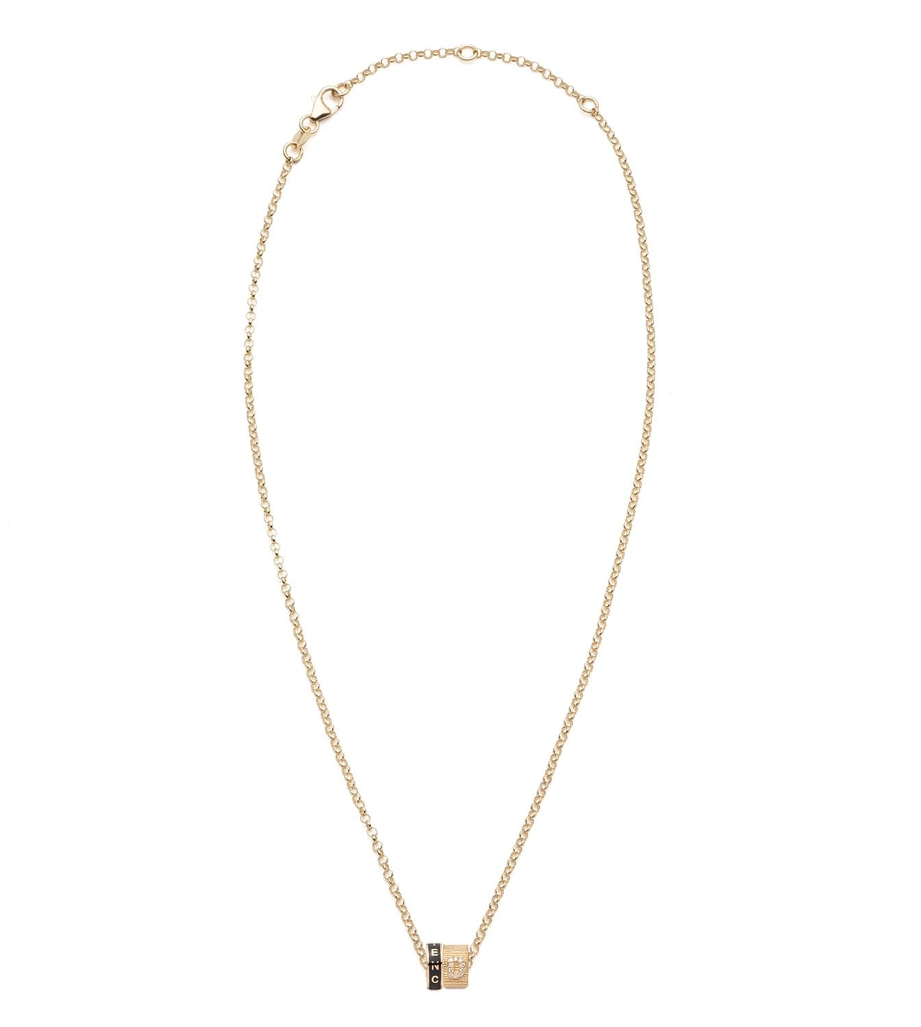 Resilience & Pave Diamond Initial : Heart Beat Fine Belcher Chain Necklace