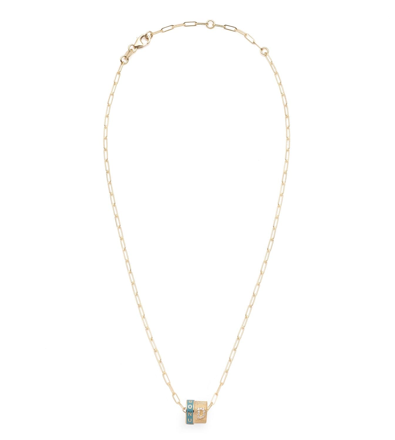 Reverie & Pave Diamond Initial : Heart Beat Super Fine Clip Chain Necklace
