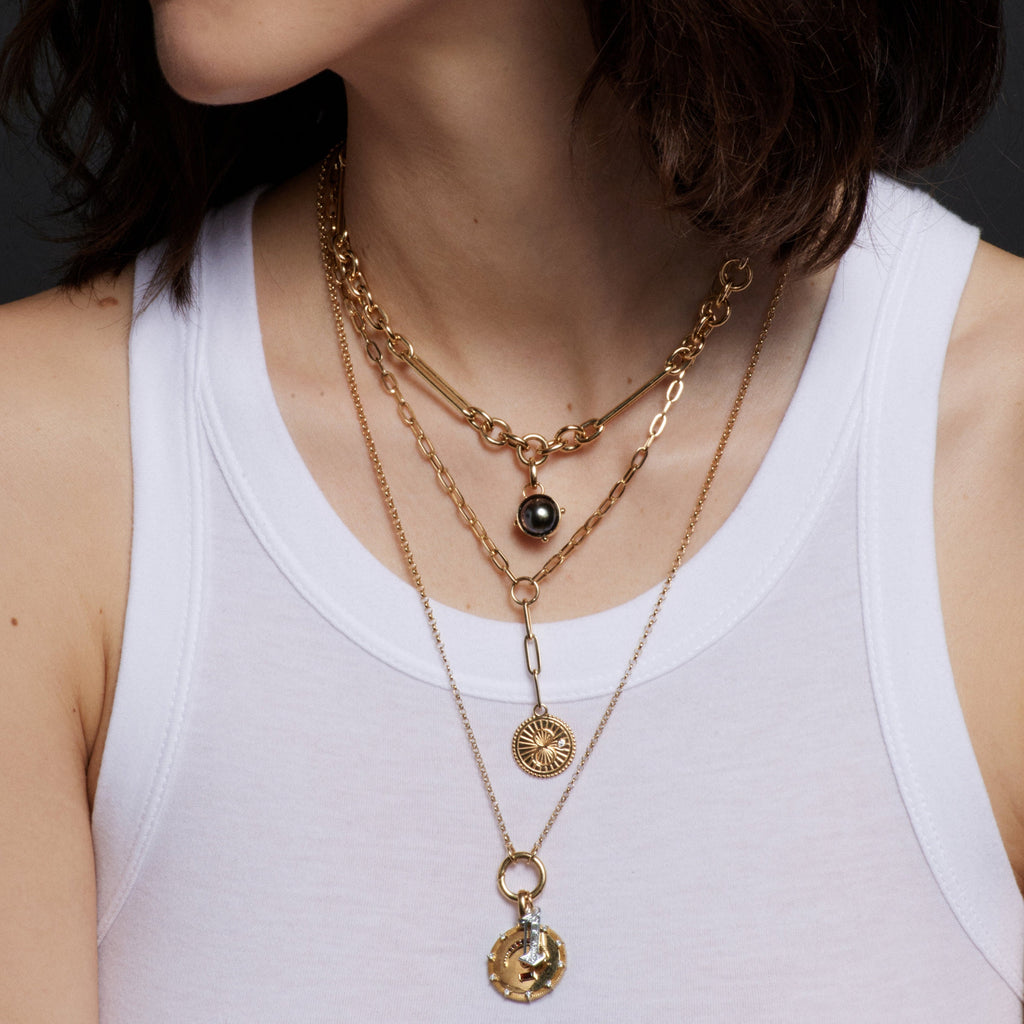 18K Yellow Gold Belcher | Small Belcher Open Chain with Pavé Medium Annex Link | Diamonds, 18K Yellow Gold – FoundRae view 2