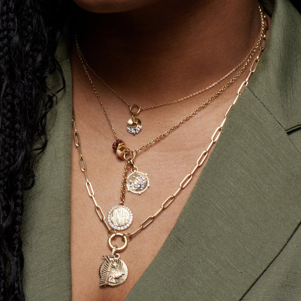 Blossoms Baby Medallion : in Mixed Gold with Diamonds and an Annex Link