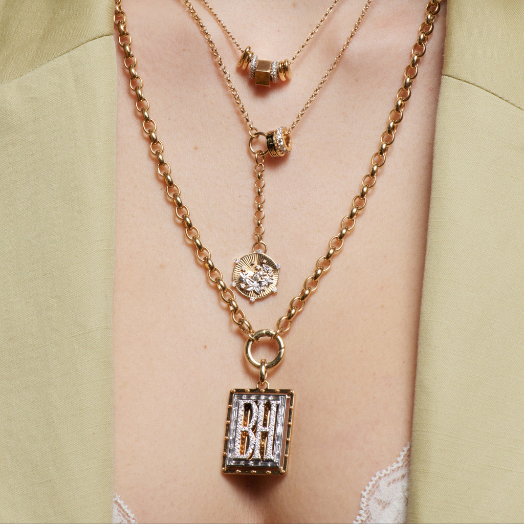 Lovestruck Pierced Large Custom Diamond Pendant : in Yellow Gold with an Annex Link view 2