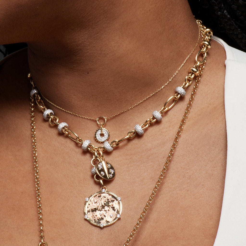 Pave Disk : Disk Drop Necklace view 2