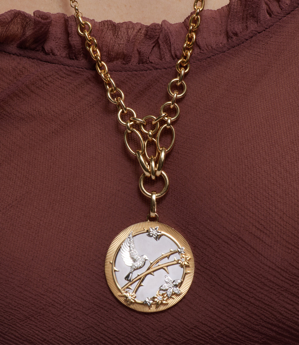 Resilience Lattice Chain Necklace : in Mixed Gold with Diamonds view 2