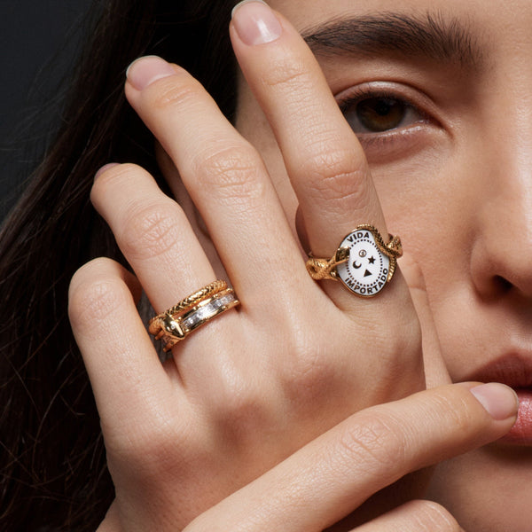 Wholeness | Snake Bookend Band | Diamonds, Yellow Gold