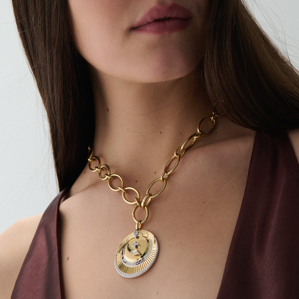 Oval Link Chain & Bracelet Set | 18K Yellow Gold view 2
