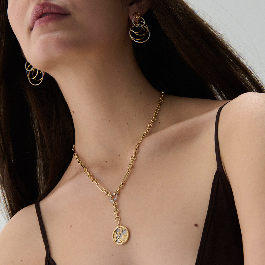 18K Yellow Gold Mixed Clip | Small Mixed Clip Pavé Extension Chain | Diamonds, 18K Yellow Gold – FoundRae view 2