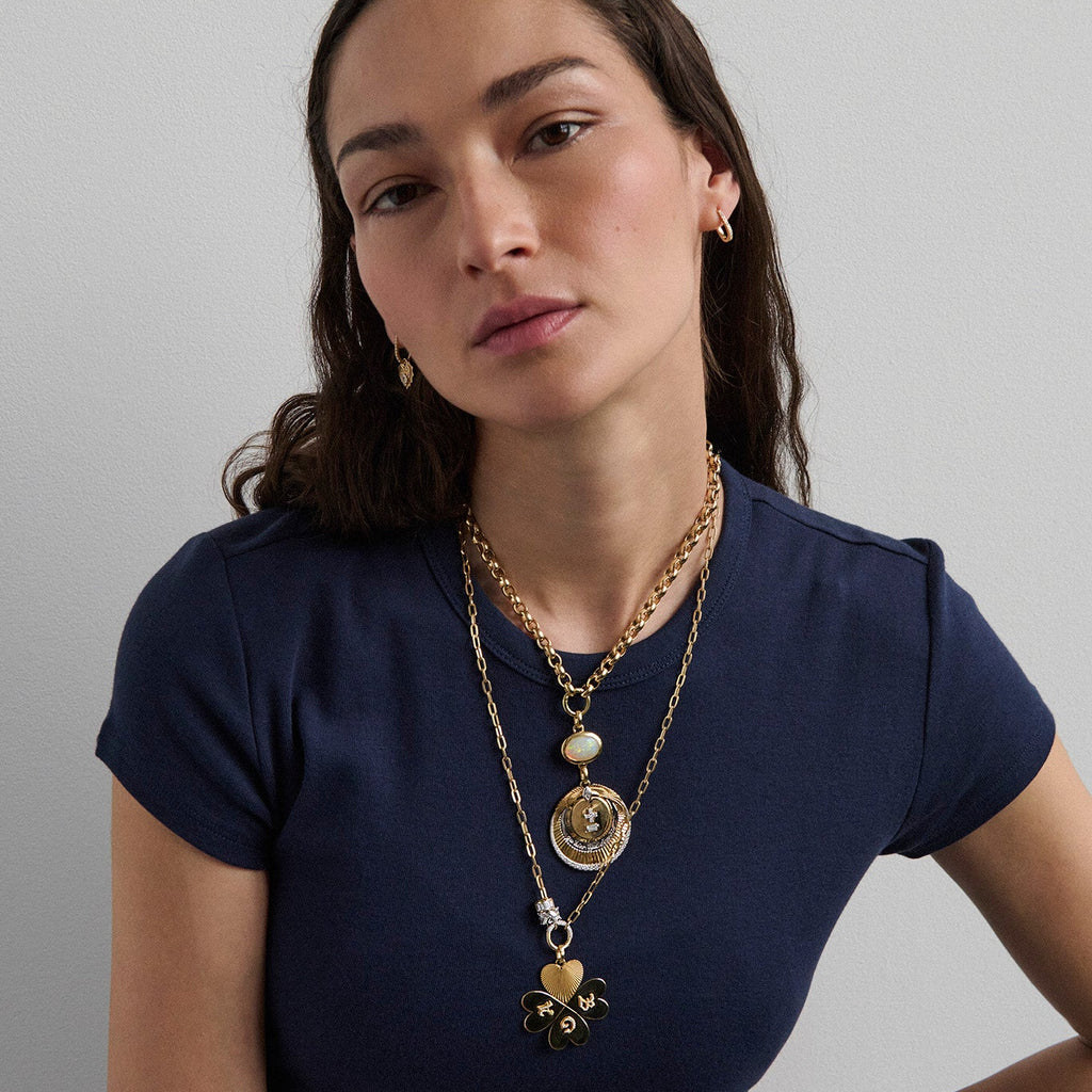 One of a Kind - Vivacity | Ever Growing Love and Oval Cut Australian Opal Gemstone Oversized Belcher Extension Necklace  | Opal, Diamonds, Yellow Gold view 2