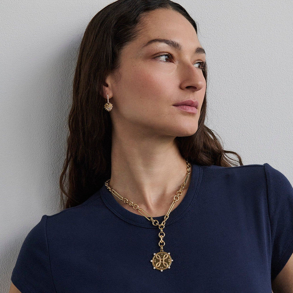 True Love | Encrusted Heart Love Token Petite Pavé Fob Earring | Diamonds, 18K Yellow Gold view 2