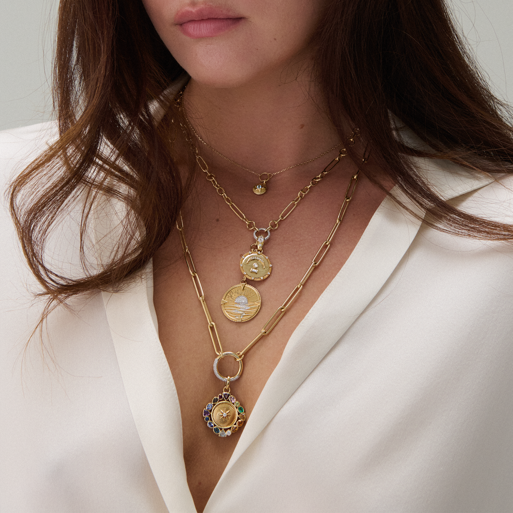 18K Yellow Gold Mixed Clip | Small Mixed Clip Pavé Extension Chain | Diamonds, 18K Yellow Gold – FoundRae view 4