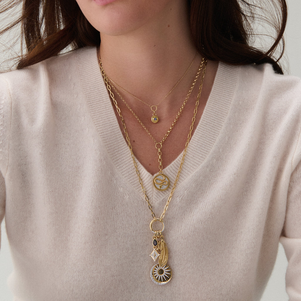 18K Yellow Gold Clip | Small Clip Open Chain with Pavé Medium Annex Link | Diamonds, 18K Yellow Gold – FoundRae view 2
