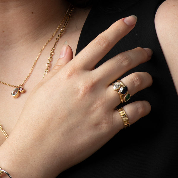 Forever & Always a Pair Emerald Bookend Ring : in Yellow Gold