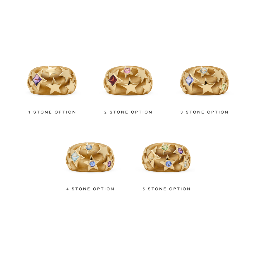 18K Yellow Gold Personalized - Foundation | Custom Birthday Starstone Bombe Ring | Yellow Gold – FoundRae view 6