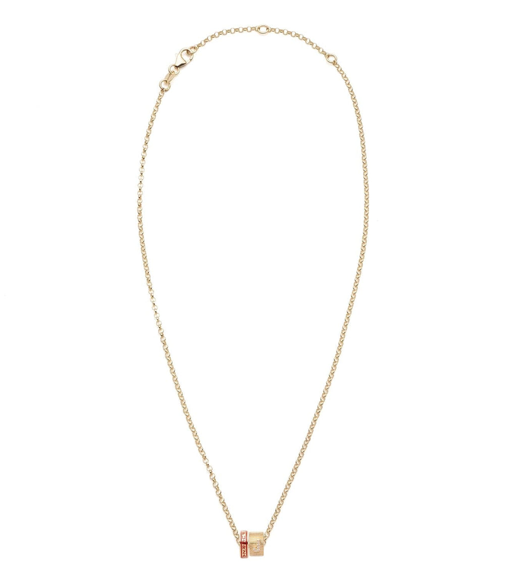 18K  Yellow  Gold Strength & Pave Diamond Initial : Heart Beat Fine Belcher Chain Necklace – FoundRae