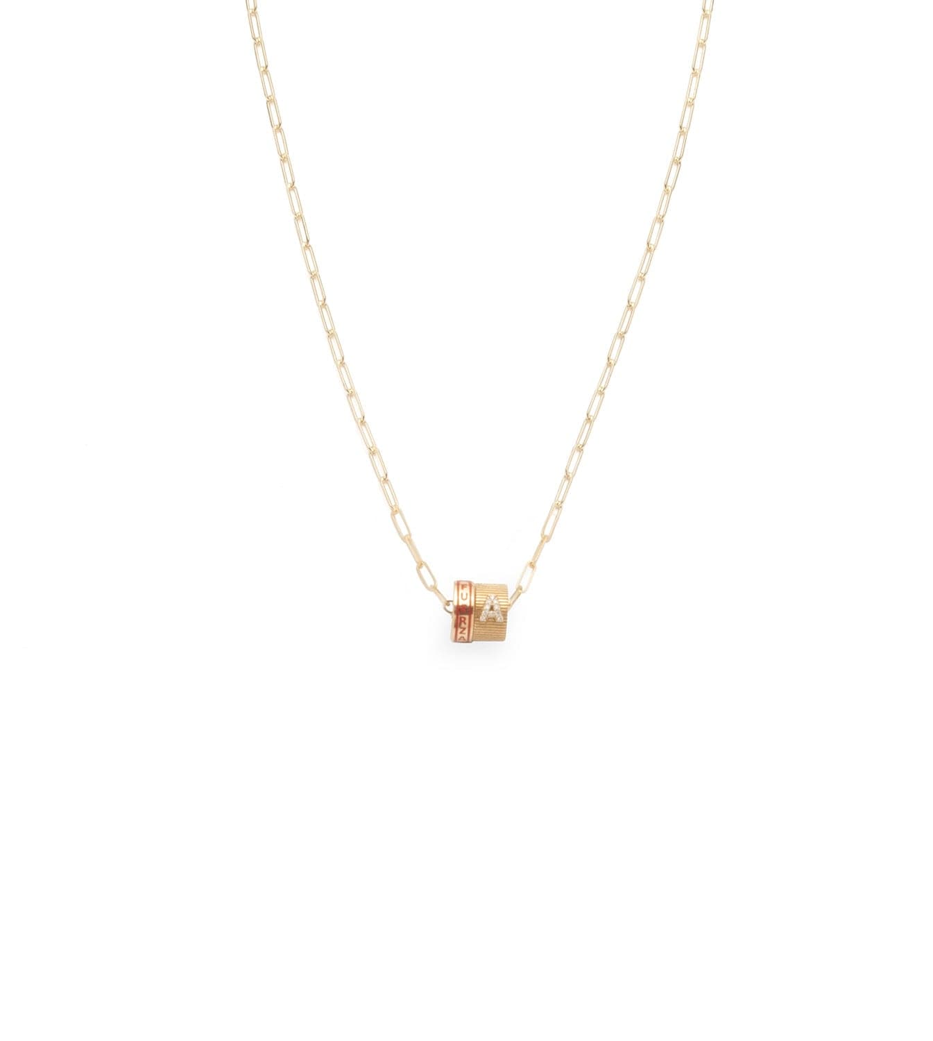 Strength & Pave Diamond Initial : Heart Beat Super Fine Clip Chain Necklace