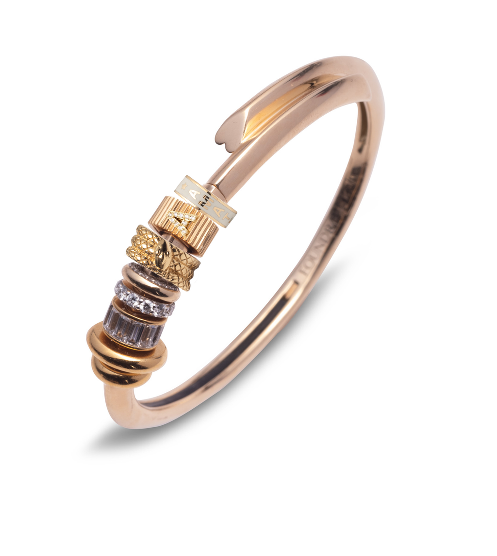 18K  Yellow  Gold Amate - Love : Heart Beat Story - Strong Heart Bangle – FoundRae