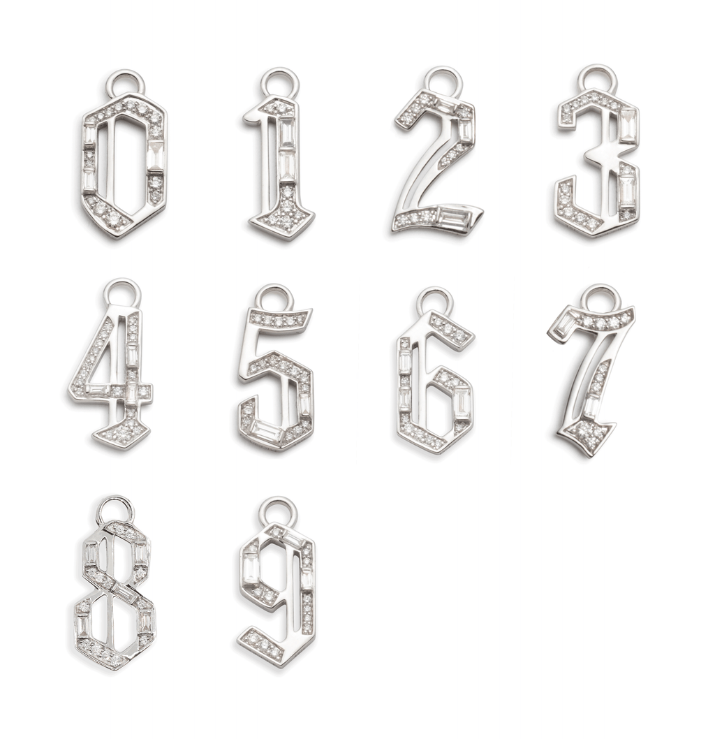 18K White Gold Initials & Numbers : Diamond Number with Annex Link – FoundRae