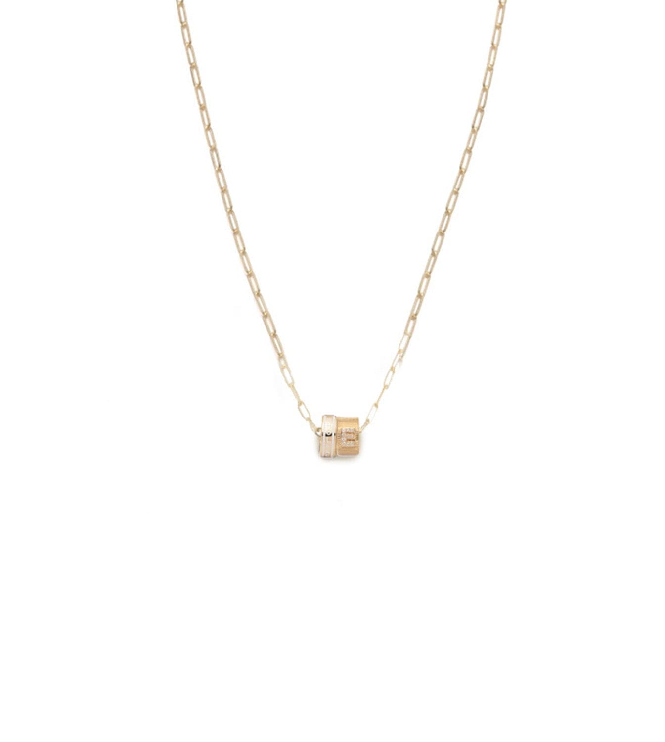 Wholeness & Pave Diamond Initial : Heart Beat Super Fine Clip Chain Necklace