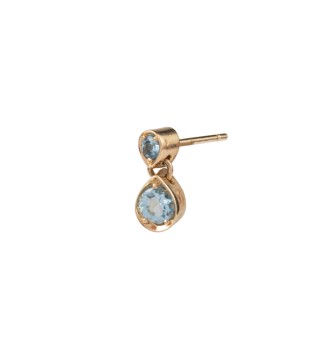 18K Yellow Gold Forever & Always a Pair - Love : Aquamarine Gemstone Double Drop Earring – FoundRae