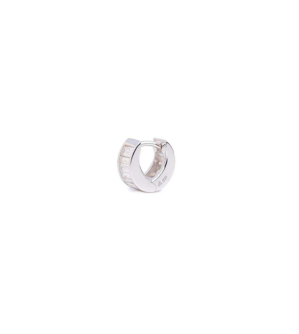 18K White Gold Baguette Huggie Earring | Diamond, White Gold – FoundRae view 2