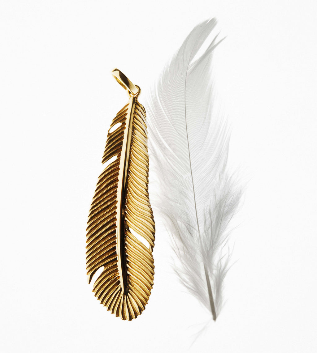 18K Yellow Gold Feather Large Pendant : in Yellow Gold with an Annex Link – FoundRae