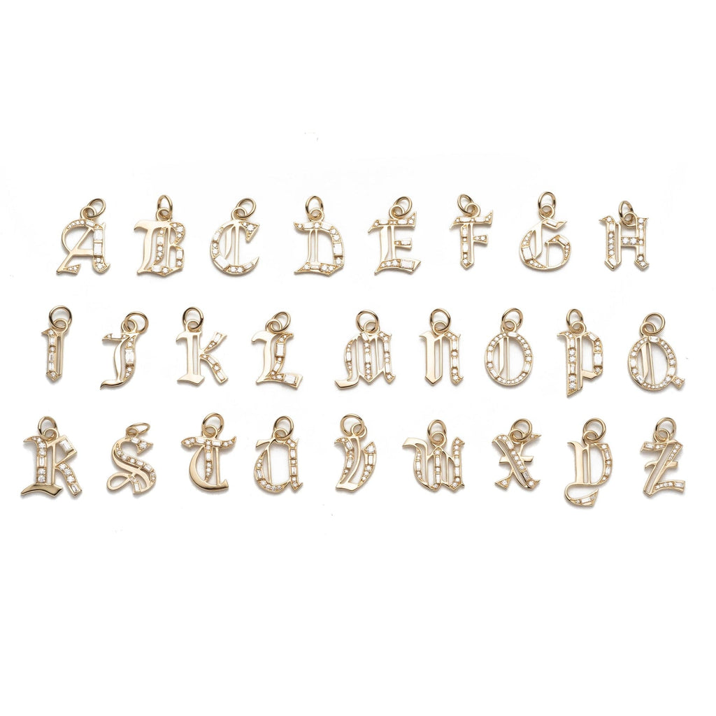 Initials & Numbers Diamond Initial : in Gold with Diamonds and an Annex Link view 2