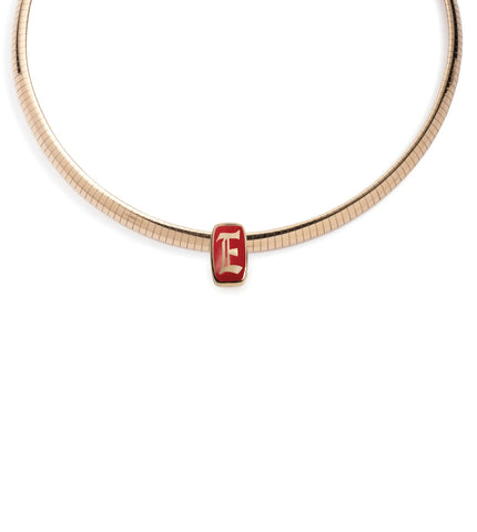 Initials & Numbers : Ceramic Heart Slide Sleek Collar Necklace