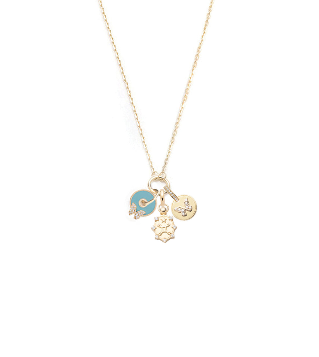 Aqua Butterfly Disk Drop Necklace Mini Story view 1