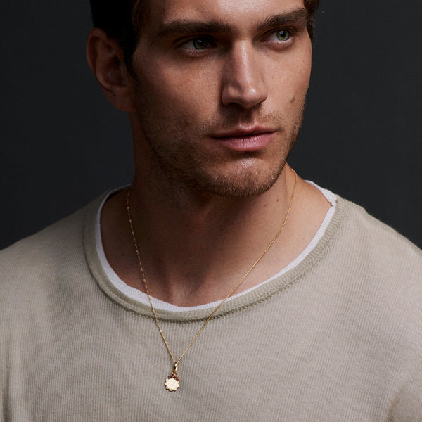 Yellow Citrine Engravable Miniature Medallion : in Yellow Gold with an Annex Link