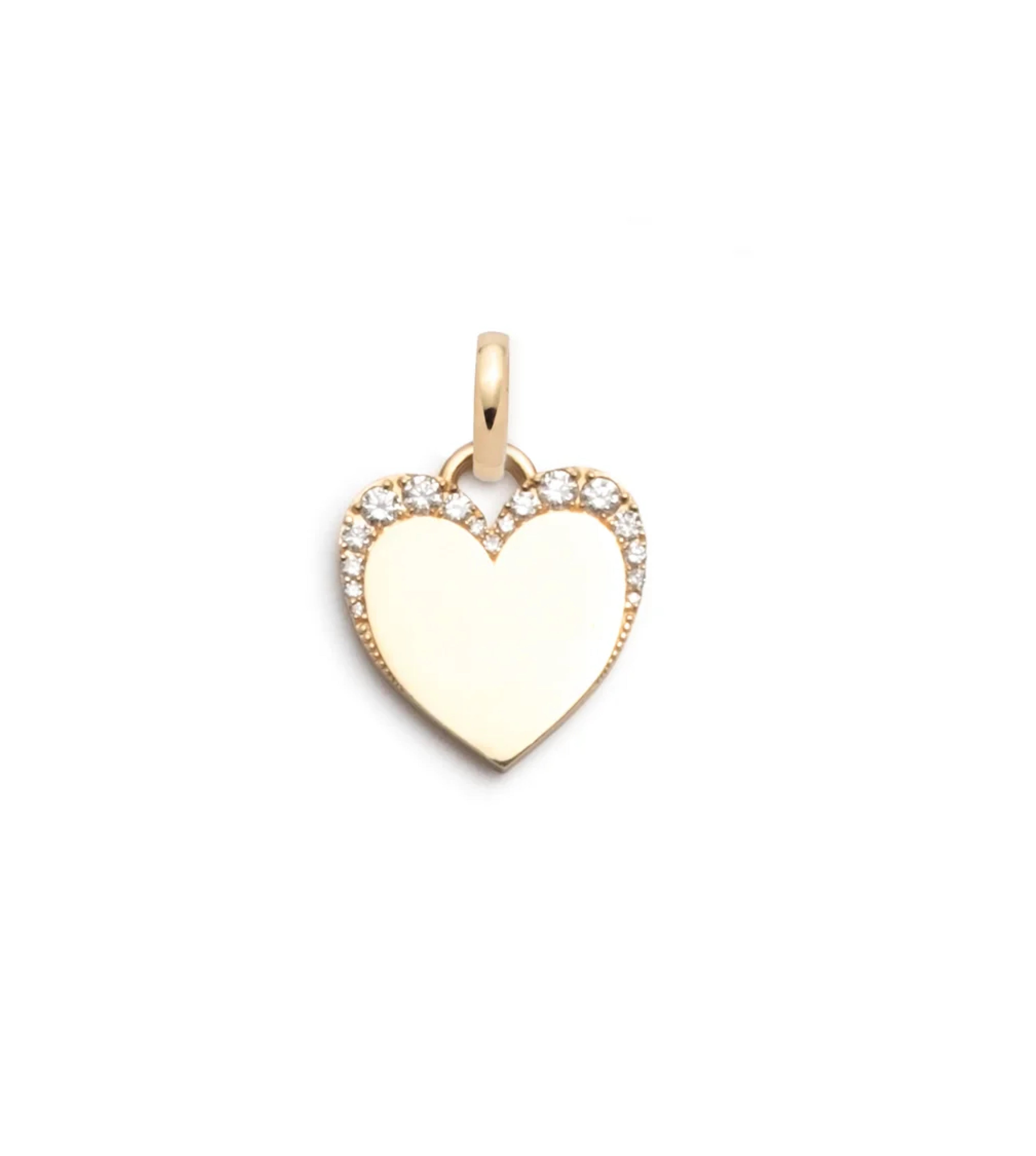 Pave Engravable Heart : Baby Medallion with Oval Push Gate Annex Link