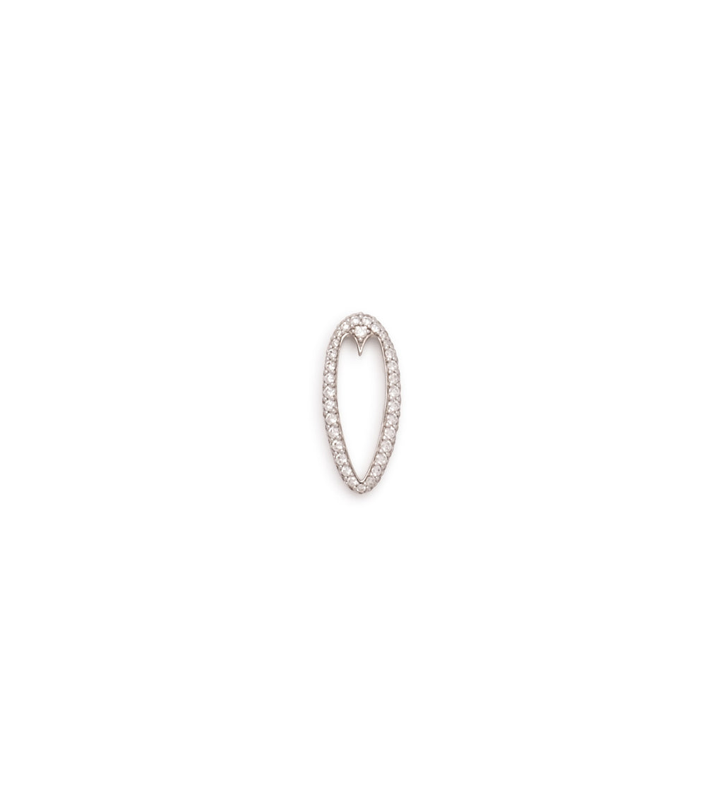 Oversized Pave Diamond Oval Heart Slide White Gold view 1