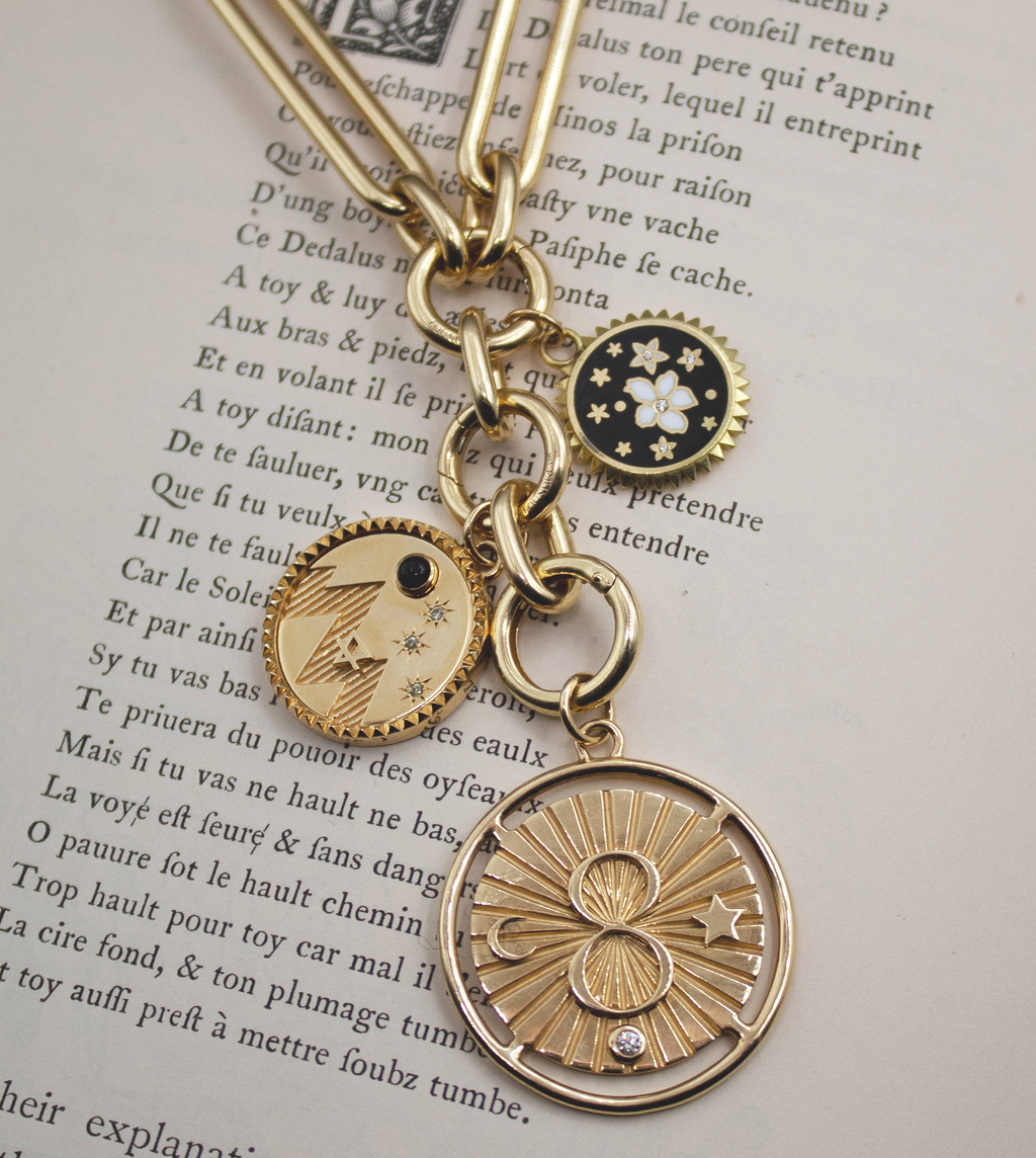 18K Yellow Gold Resilience Ceramic Baby Medallion : in Yellow Gold with Diamonds and an Annex Link – FoundRae view 4