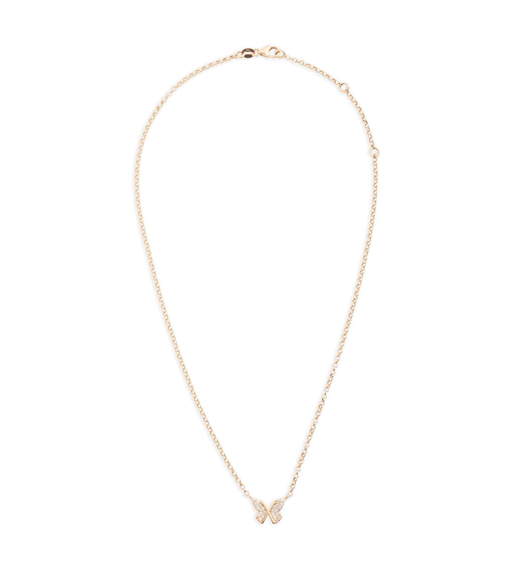 18K Yellow Gold Butterfly - Reverie : Small Pave Diamond Stationary Necklace – FoundRae