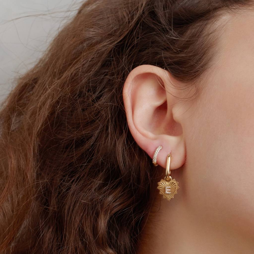 18K Yellow Gold Heart Love Token Initial Miniature Medallion : in Yellow Gold with Pave Diamonds and an Annex Link – FoundRae view 6