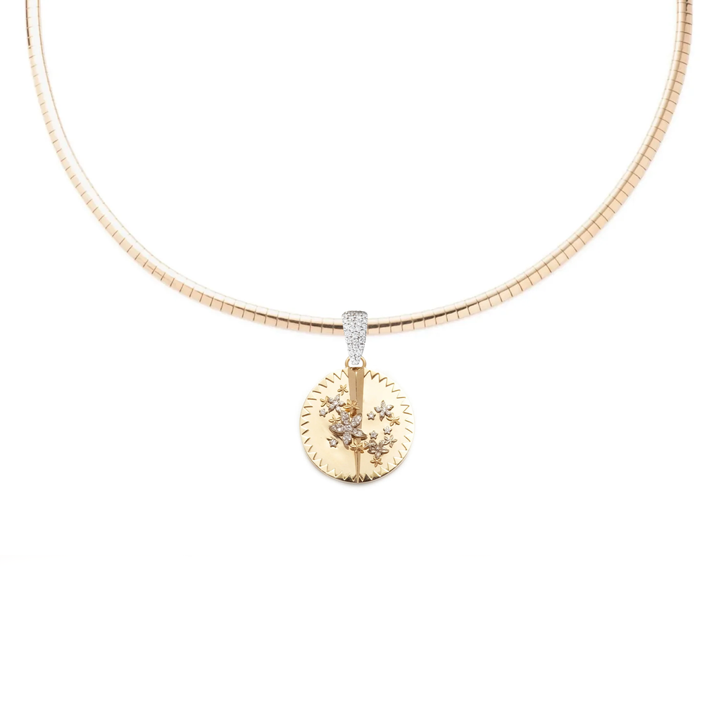 Resilience Small Sleek Collar Necklace : in Mixed Gold with Diamonds view 1