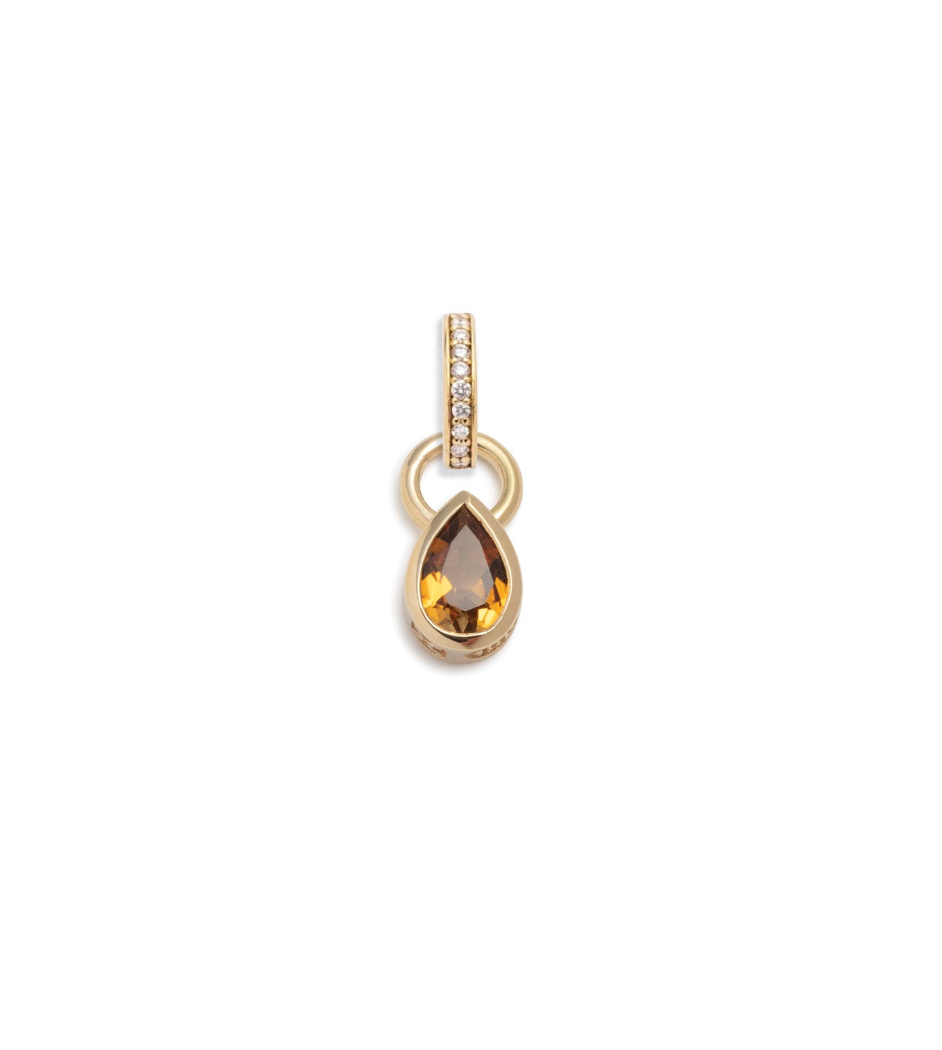 Forever & Always a Pair - Love : 0.85ct Yellow Citrine Pear Pendant with Oval Push Gate