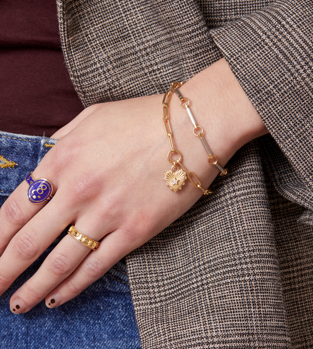 Miniature Heart Pave Symbol - Love: Classic Fob Clip Chain Bracelet view 2