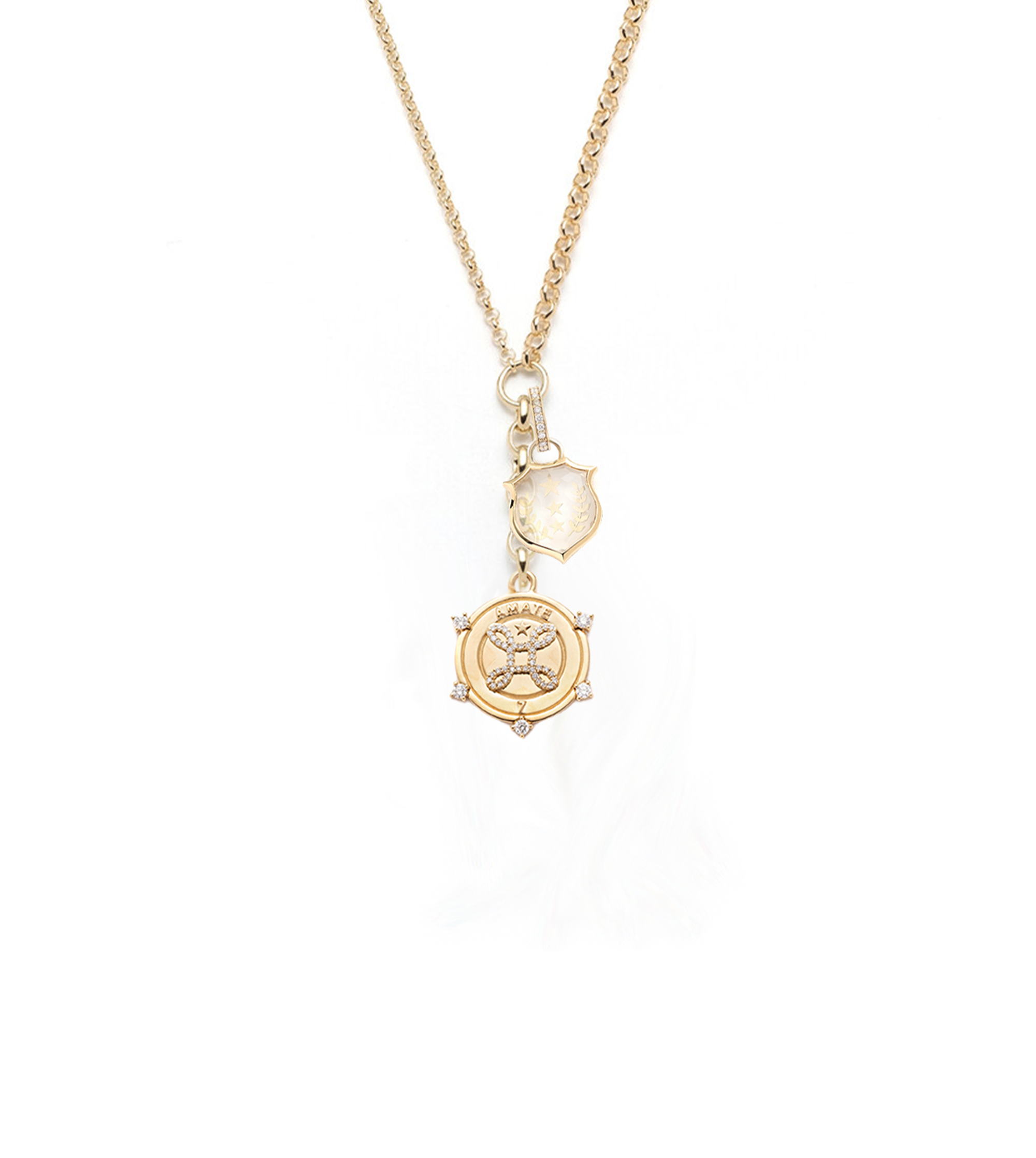 18K Yellow Gold Love & Dream Chain Necklace & Medallion with Diamond ...