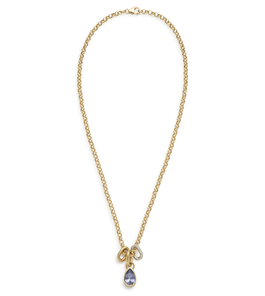 18K Yellow Gold Forever & Always a Pair : Lilac Sapphire Medium Belcher Pave Feature Abacus Chain – FoundRae