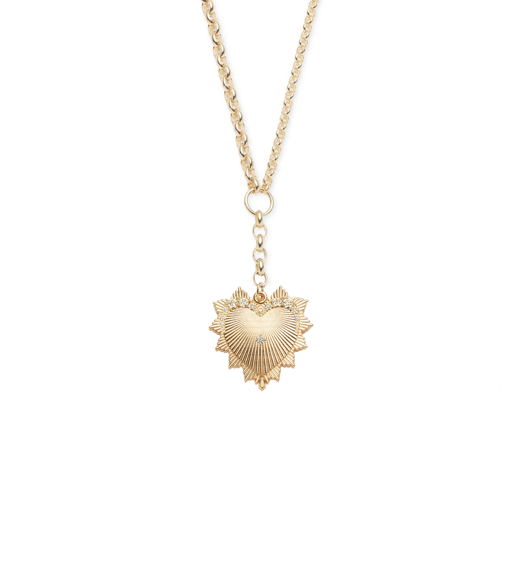 Graduated Diamond Heart Love Token - Love : Heavy Mixed Belcher Extension Chain Necklace view 1