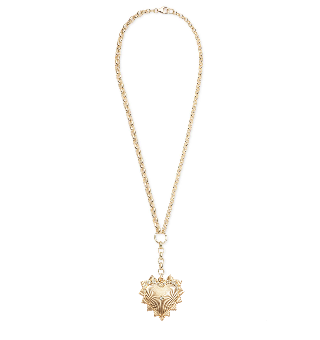 Graduated Diamond Heart Love Token - Love : Heavy Mixed Belcher Extension Chain Necklace view 2