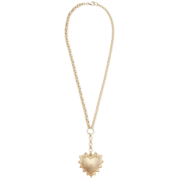 Graduated Diamond Heart Love Token - Love : Heavy Mixed Belcher Extension Chain Necklace