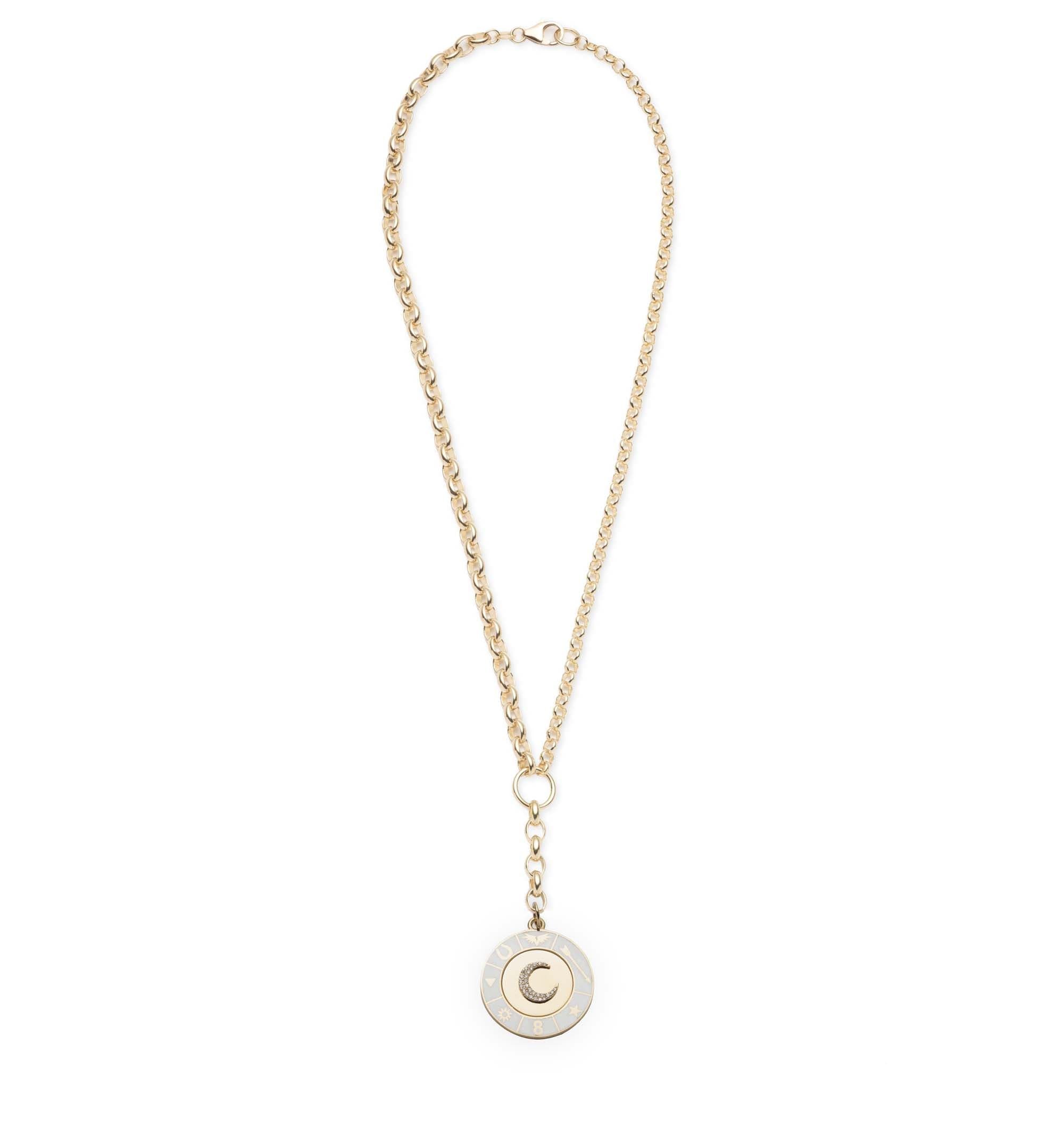 White Crescent : Champleve Heavy Mixed Belcher Extension Chain Necklace