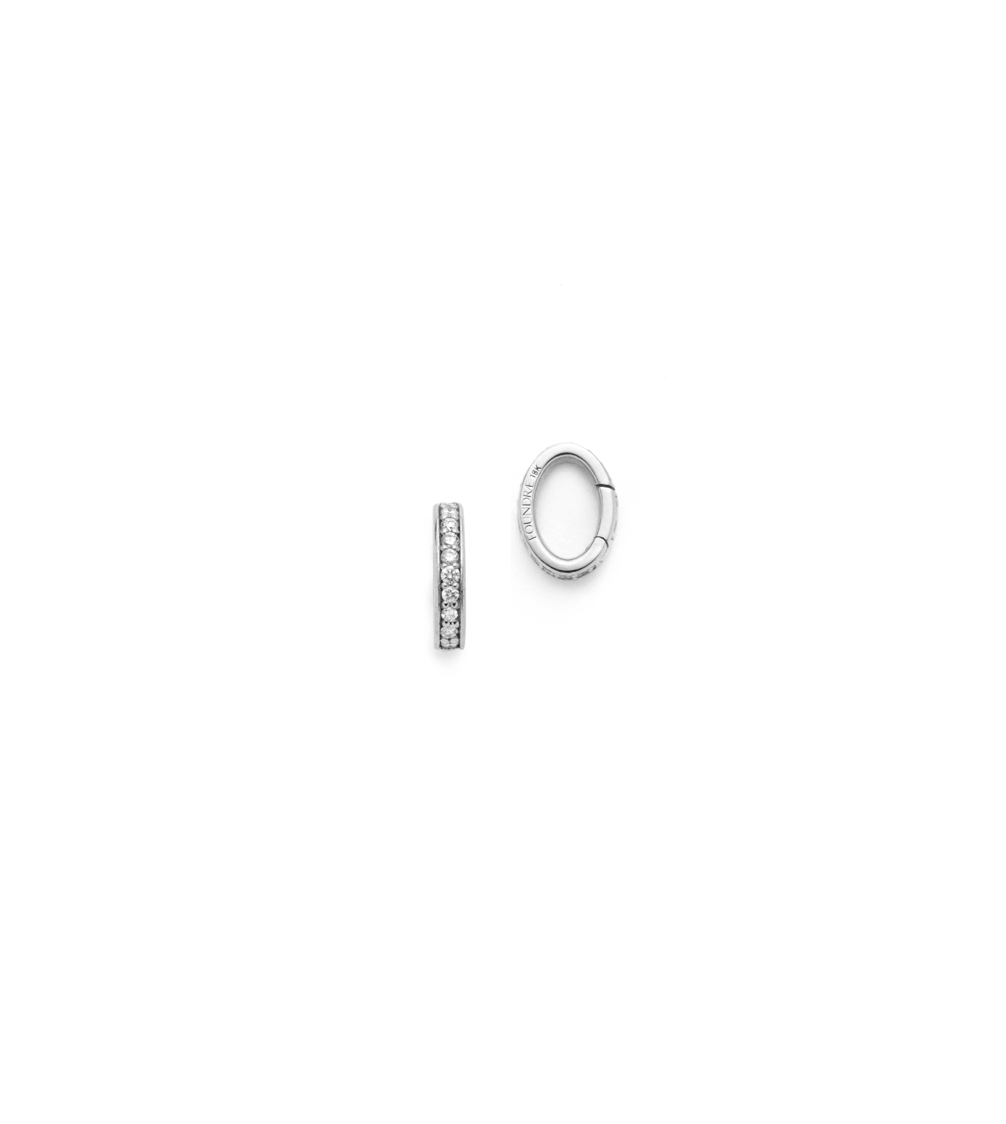 Pave Oval Push Gate Annex Link White Gold