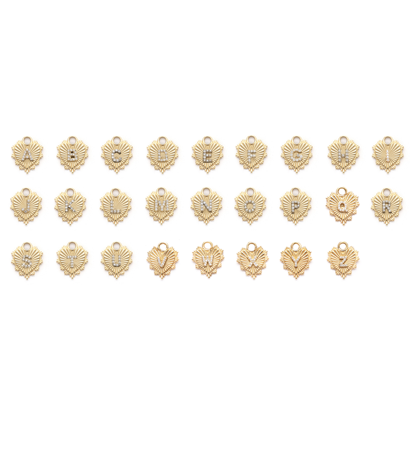 Personalized - True Love | Initial Heart Love Token Thread Chain Necklace | Diamonds, Yellow Gold