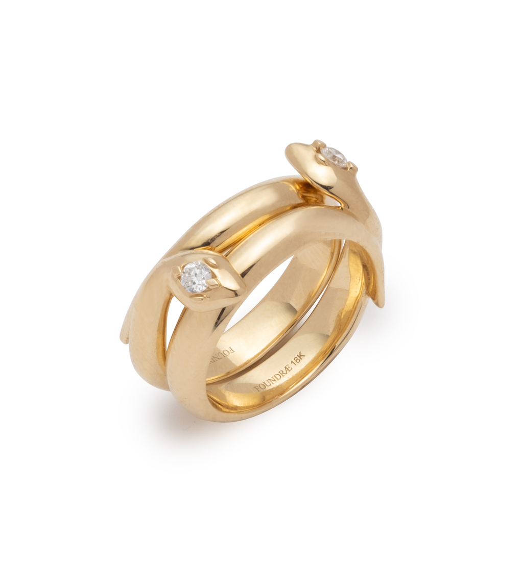 18K Yellow Gold Snake - Wholeness: Bold Polished Bookend Band – FoundRae