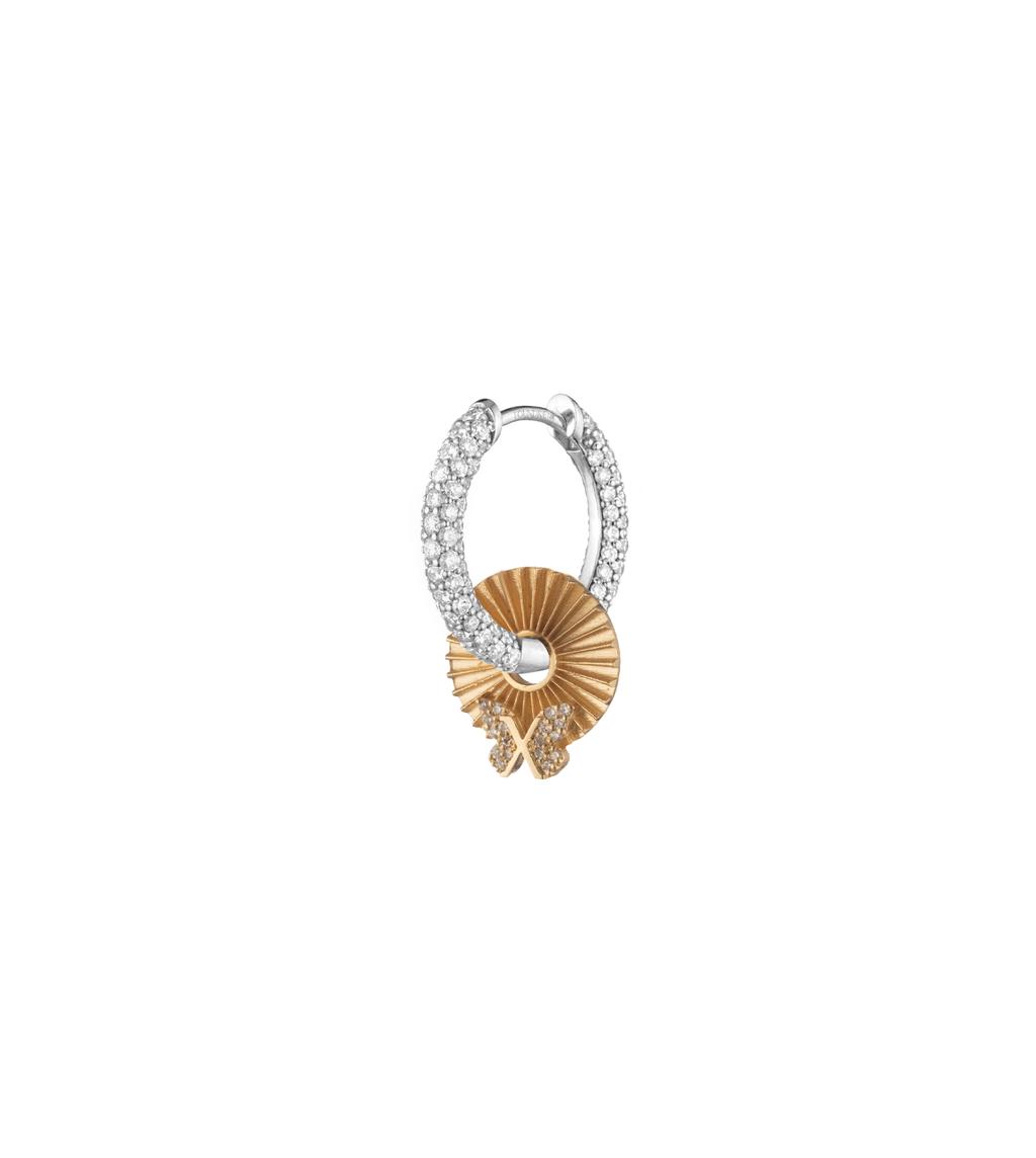 Butterfly - Reverie : Gold Symbol Disk Small Pave Chubby Ear Hoop view 1