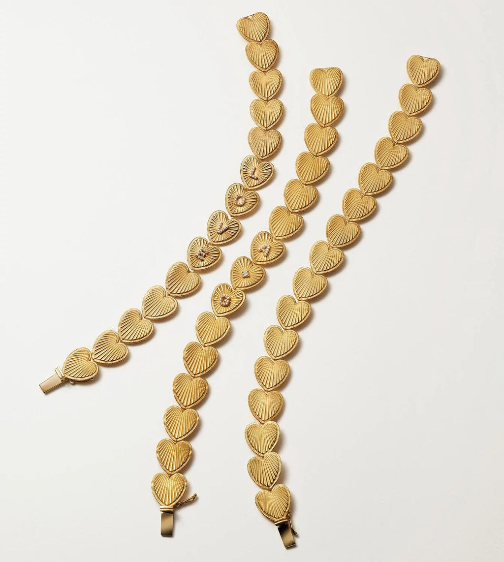 18K Yellow Gold Custom Heart Love Token Bracelet : in Yellow Gold with Diamonds – FoundRae view 4