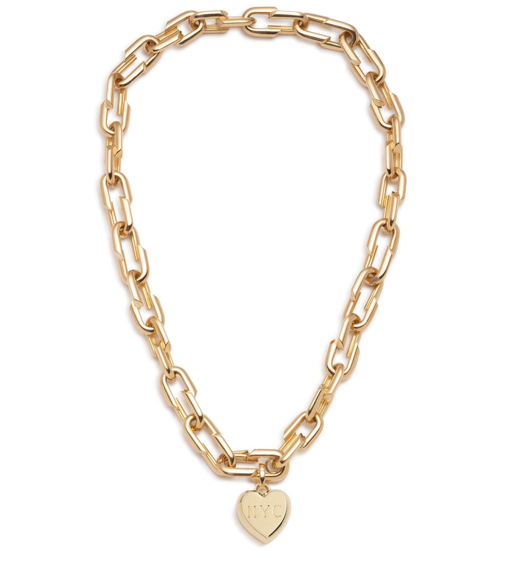 18K Yellow Gold Medium Strong Hearts Necklace with Medium Heart Ingot Medallion – FoundRae