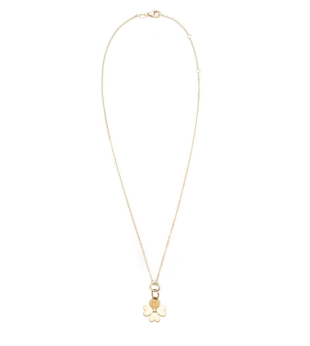 18K Yellow Gold Four Heart Clover : Engravable Miniature Medallion Necklace – FoundRae