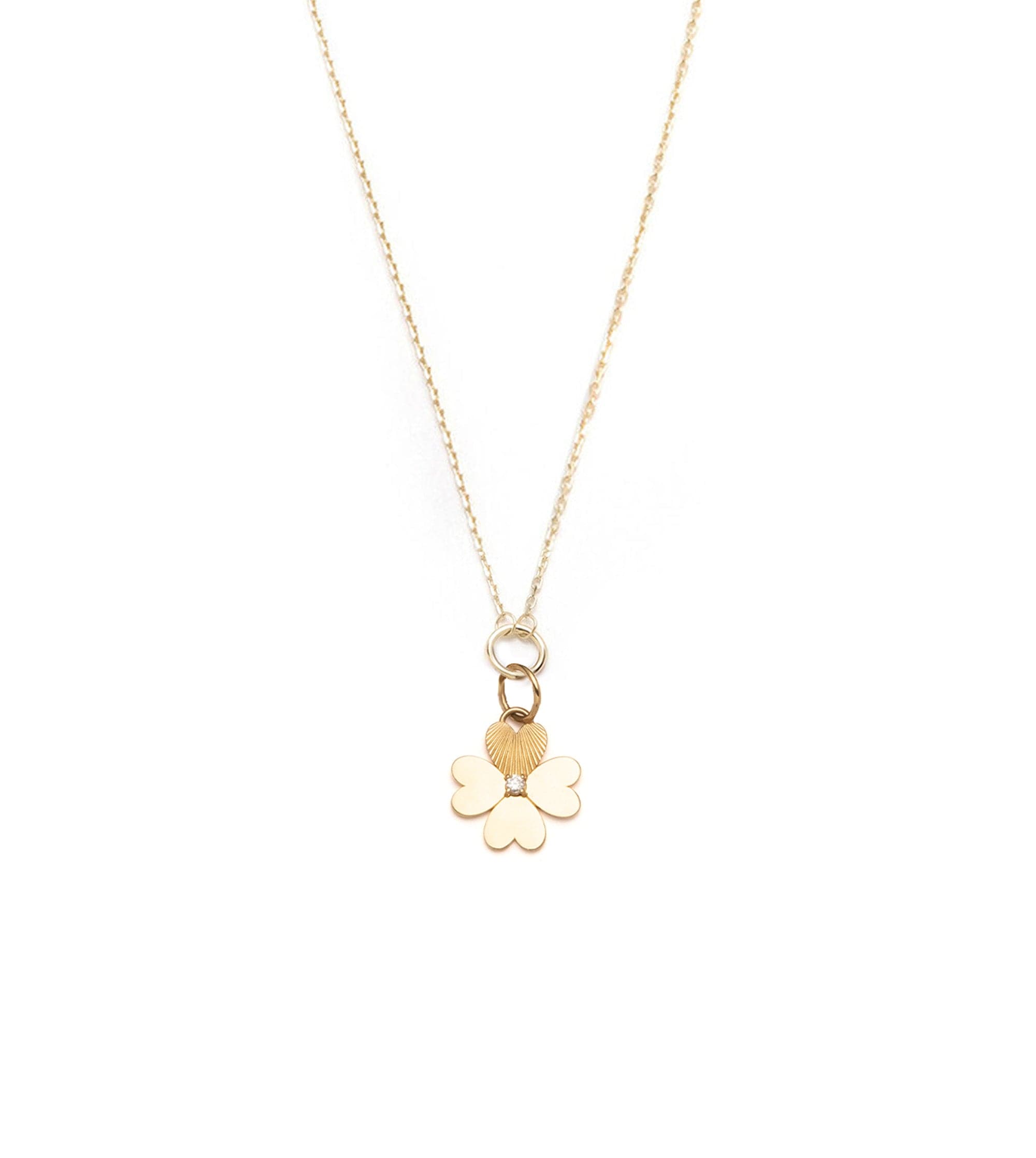 Dora Gold Mini Clover with One Diamond Leaf Necklace